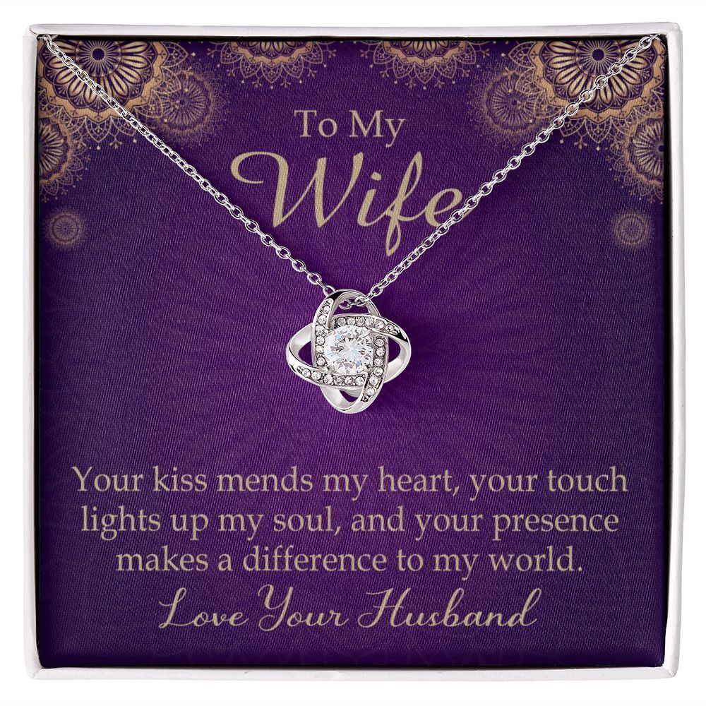 Wife Your Kiss Heals My Heart Infinity Knot Cz Necklace Silver Tone Standard Box